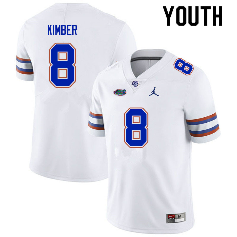 Youth #8 Jalen Kimber Florida Gators College Football Jerseys Sale-White - Click Image to Close